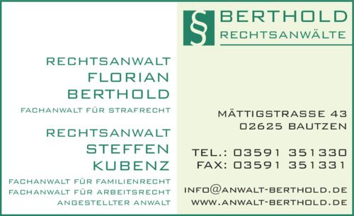 Berthold Rechtsanwälte Visitenkarte